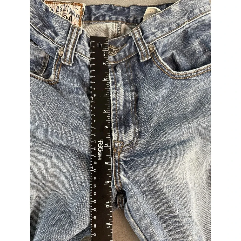 Stetson 1520 Jeans Mens 29x36 Medium Wash Blue Regular Straight Denim Distressed
